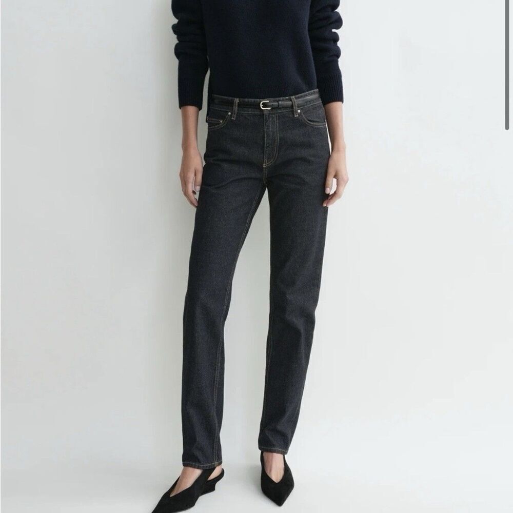 Toteme Slim Straight Jeans Vintage Black High Waist Organic Cotton NEW 26/32